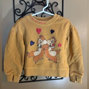 Disney Chip N Dale Friends Forever Sweatshirt Girls Size 2 Gold Long Sleeve NWOT